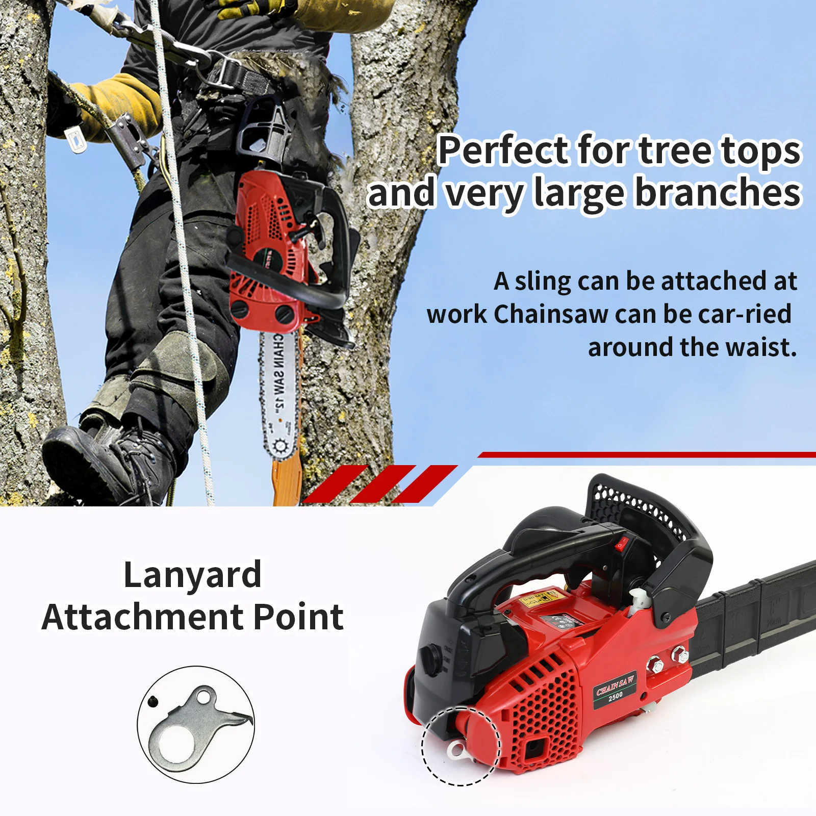 Portable Chain Saws Gasoline 12 Inches 2-Stroke Powerful 25.4CC 1000W Branches Trimming for Wood Cutting TreeTrimming Courtyard