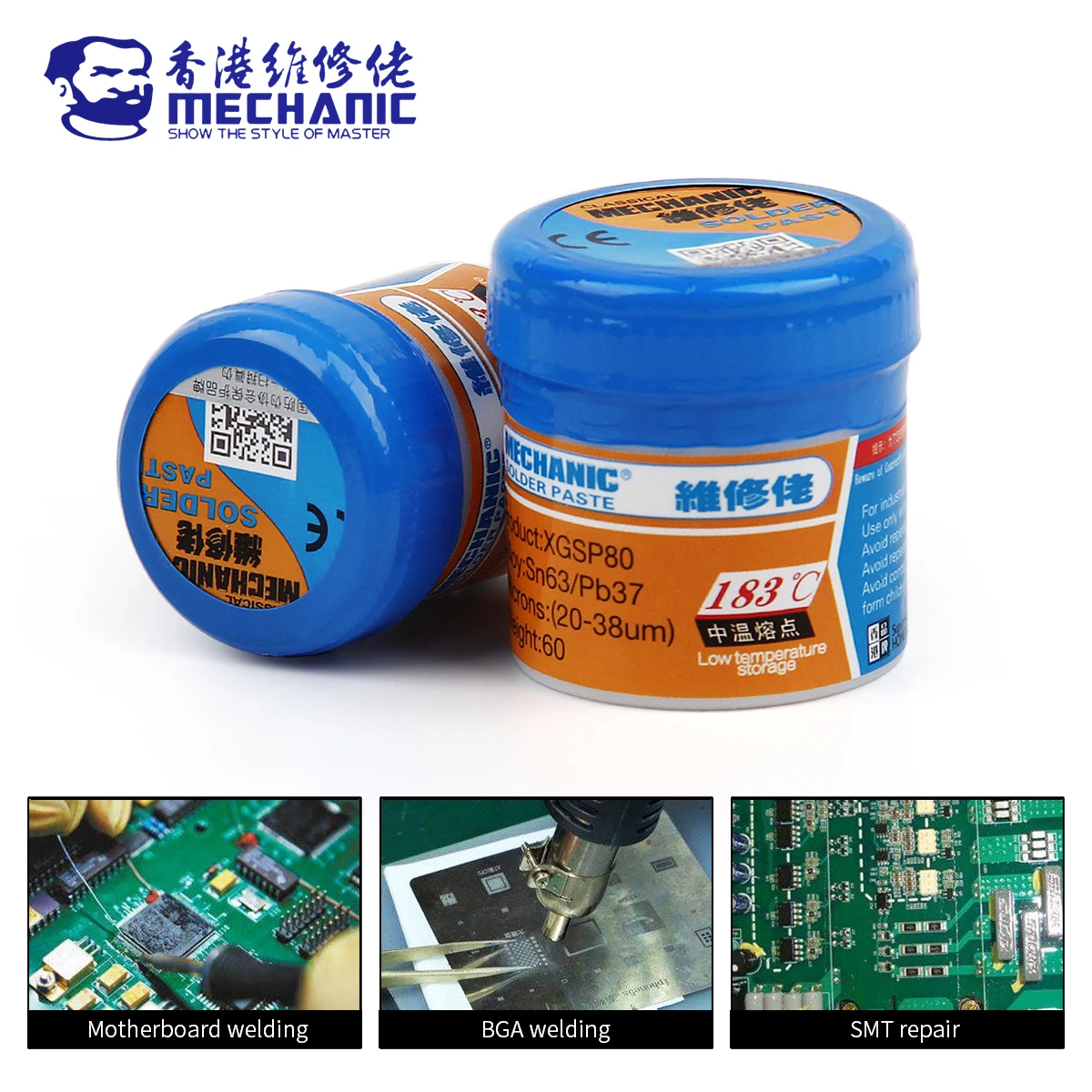 MECHANIC XGSP80 60g Tin Solder Paste Melting Point 183℃ Soldering Flux Welding Paste for PCB Circuit Board SMD SMT Chips Repair