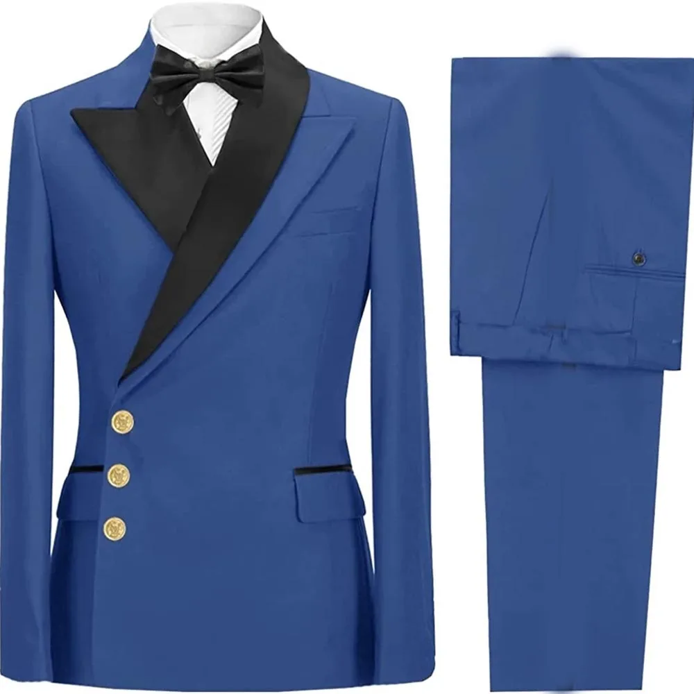 

Elegant Men Suits Single Breasted Black Lapel Slim Fit 2 Piece Jacket Pants Set Formal Wedding Business Bespoke Outfits Blazer