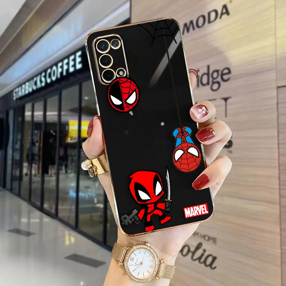 Funda de teléfono de E-TPU suave, carcasa de dibujos animados de Marvel, SpiderMan, Deadpool, OPPO A15, A16, A17, A78, A58, A53, A54, A72, A73, A74, A91, A92, A96