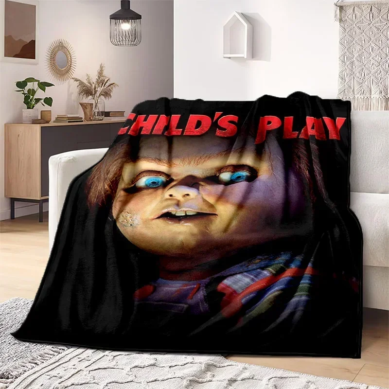 Halloween Throw Blanket Horror film Chucky Annabelle Blanket Soft Home Plush Sheet Sofa Cover all Seasons Travel Warm Blanket view 5