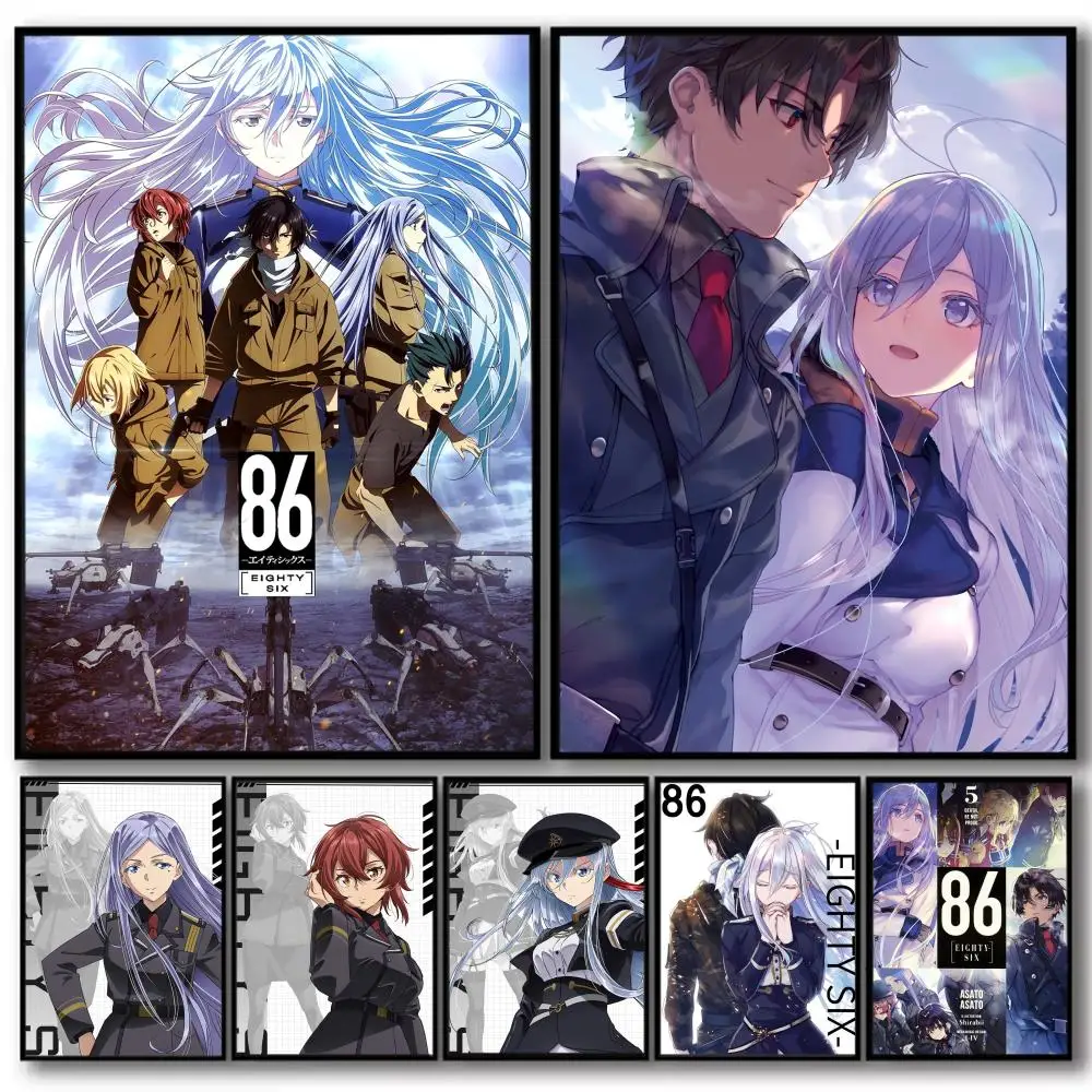 أنيمي 86 E_Eighty ستة اللوحة الخط الكتان قماش المشارك جدار يطبع لغرفة المعيشة غرفة نوم مكتب ديكور المنزل #1