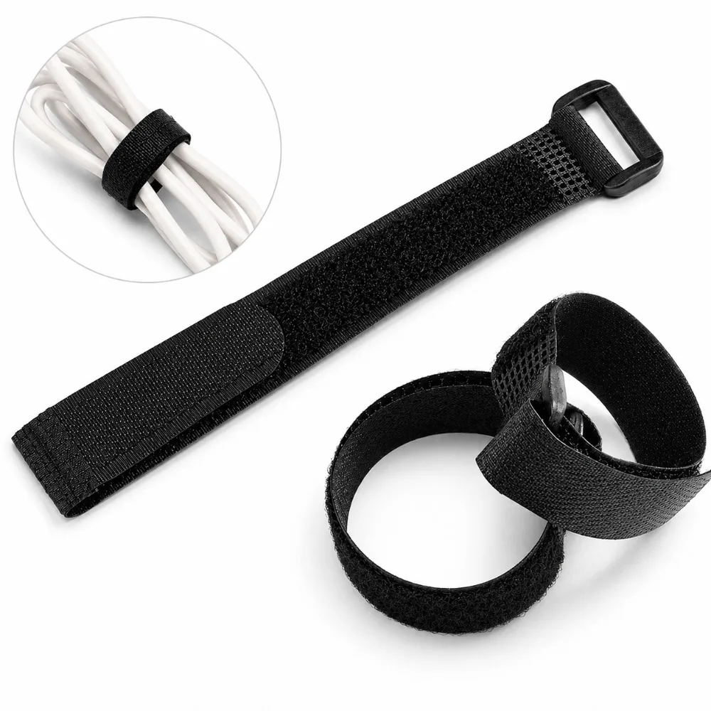 Reusable Hook and Loop Cable Ties with Adjustable Buckle, Heavy Duty Nylon Cord Straps for Wire Organizer, Home, Office, Car Use