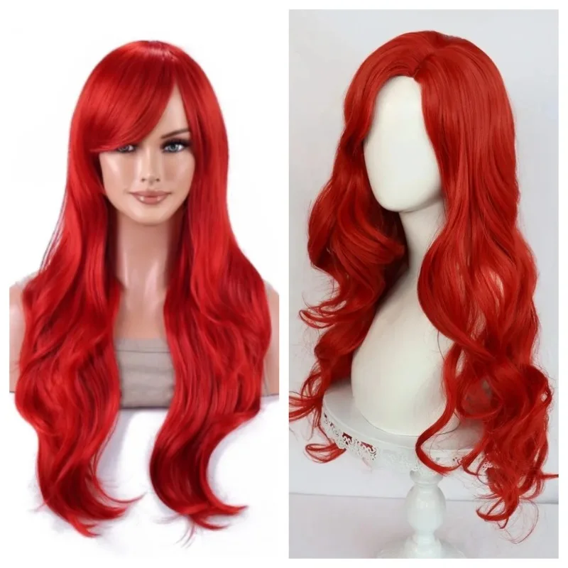 Synthetic Probeauty Mermaid Wig Long Red Curly Body Wave Wig Halloween Cosplay Costume Wig for Women Fashion for For Daily