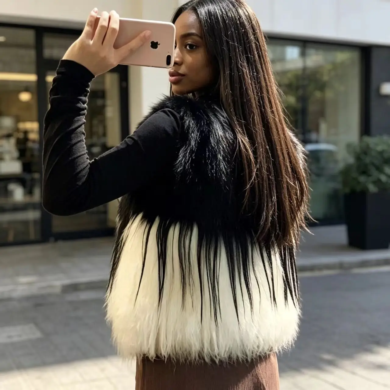 

Women Real real raccoon Dog Fur Sheepskin Wool Short Coat Big Lapel Luxury Fluffy Thick Warm Black White Mixed Winter FurOuter