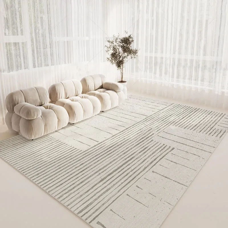 Imitation Cashmere Carpet Thick Anti Slip Geometric Lines Sofa Area Rug Living Room Decor Children's Bedroom Games Crawling Mat