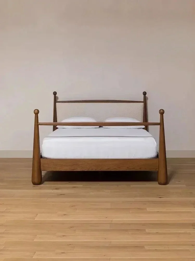 X American solid wood bed medium antique high sense French retro small apartment designer style fashion