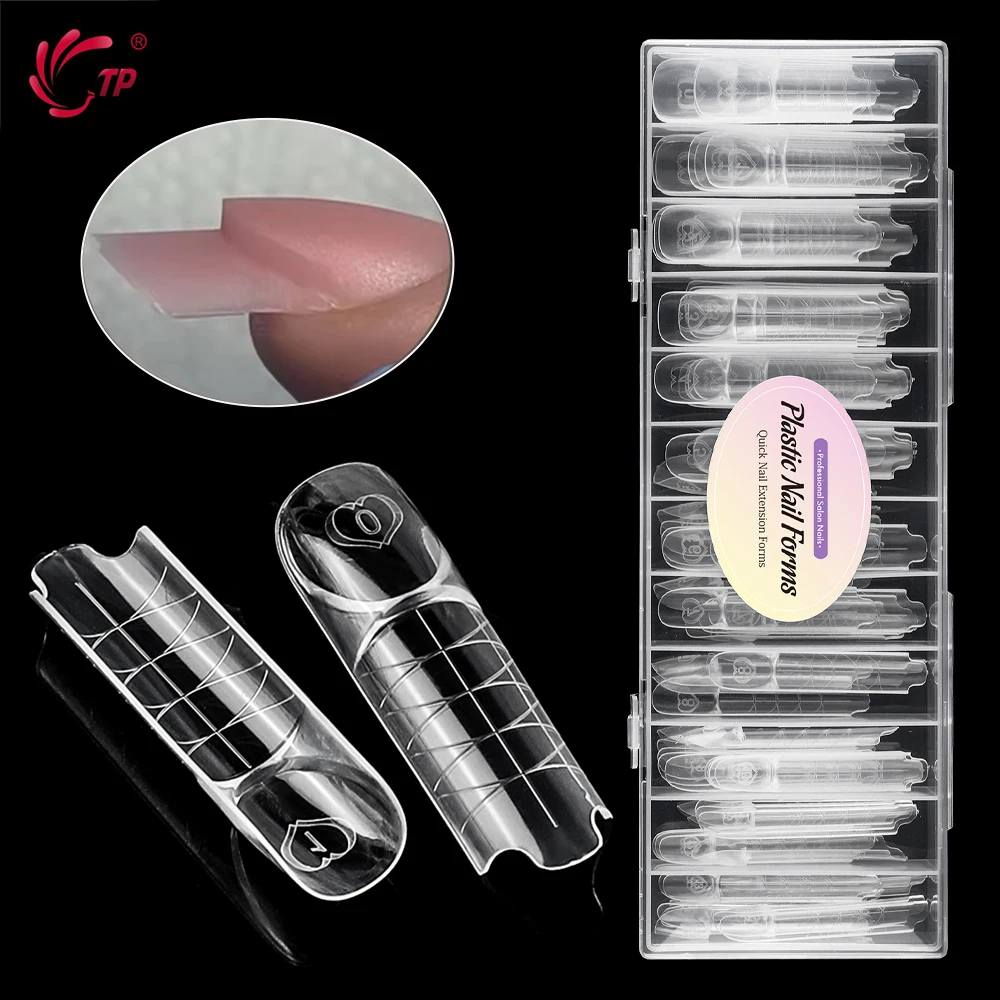 TP Space French Dual Forms 15 Sizes Clear Reusable Nail Extension Molds Smart French Tips Manicure Tool DIY Art Salon 75/150PCS