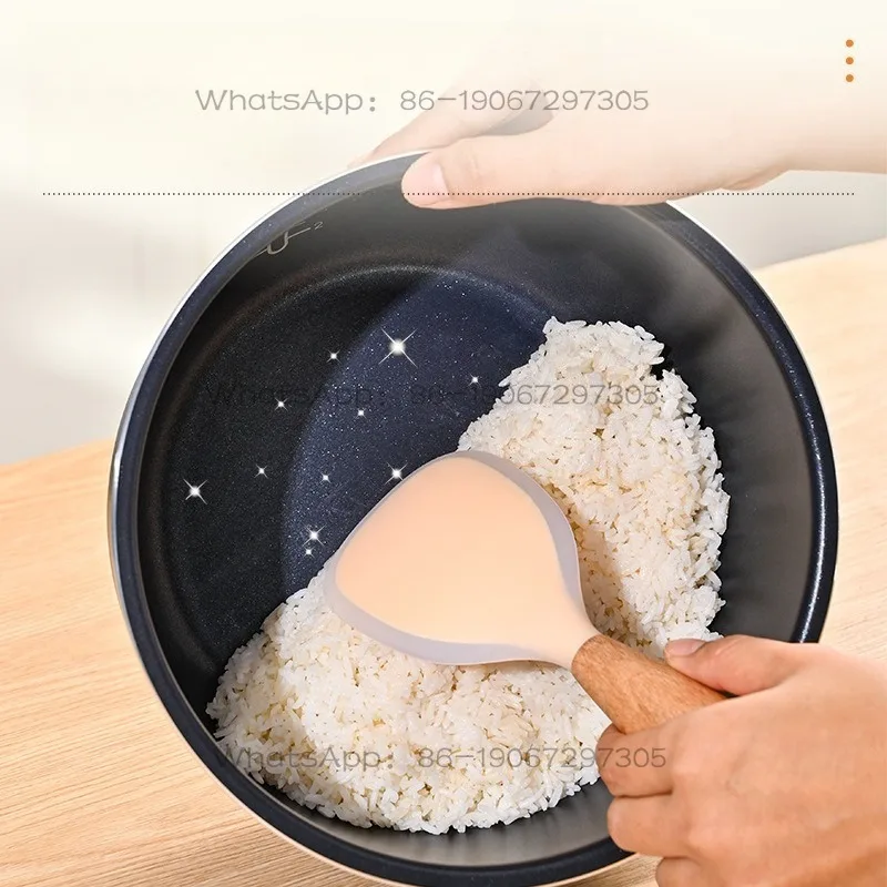 Silicone Wooden Handle Rice Spoon Non-stick Household Rice Spoon