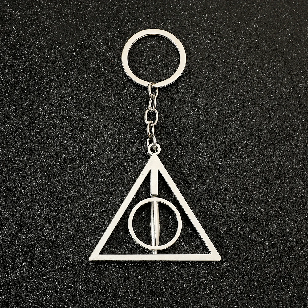 Movie Harry Potter Keychain Fashion Simple Deathly Hallows Keychain For Women Man Festival Cosplay Gifts