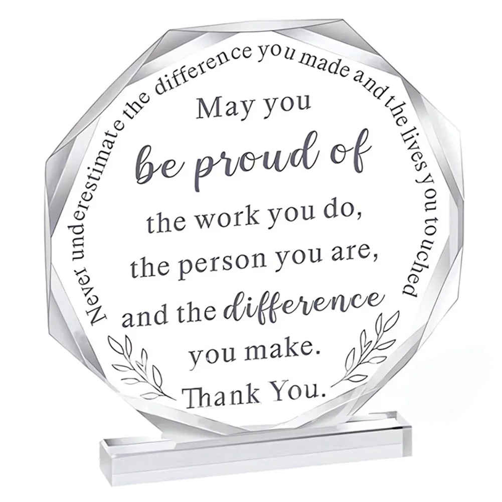 Acrylic Thank You Colleague Employee Retirement Octagonal Souvenir Trophy Leaving Gifts For Coworker Colleague Teacher