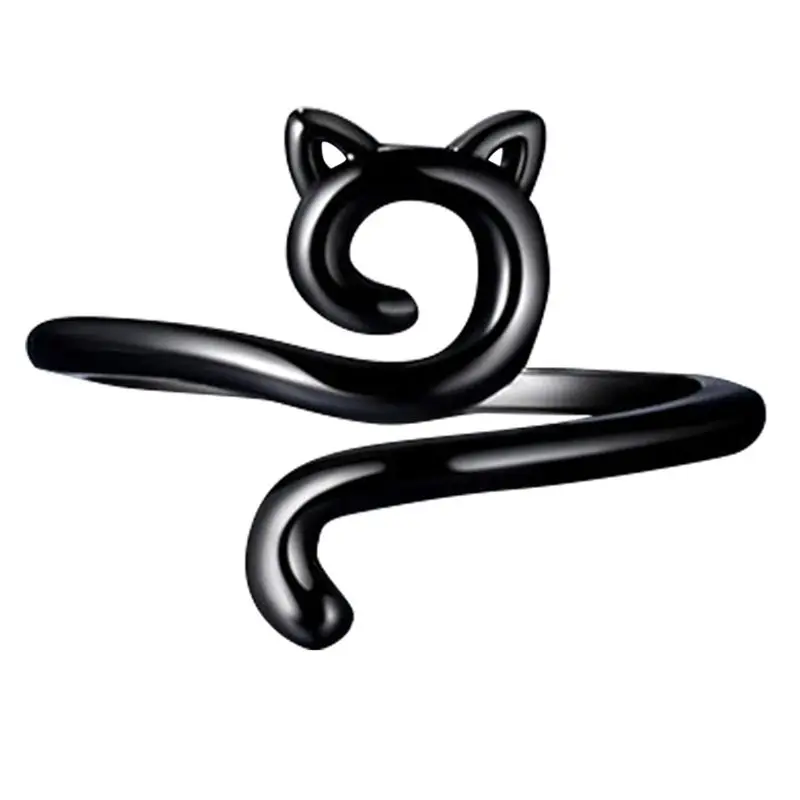 

AF89-30PCS Crochet Ring For Finger Yarn Adjustable Knitting Loop Cat Ears Open Ring Metal Yarn Guide Finger Holder