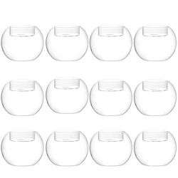 6/12Pcs Transparent Round Hollow Glass Candle Holder Christmas Wedding Banquet Bar Party Wax Holder Candlesticks Home Decoration