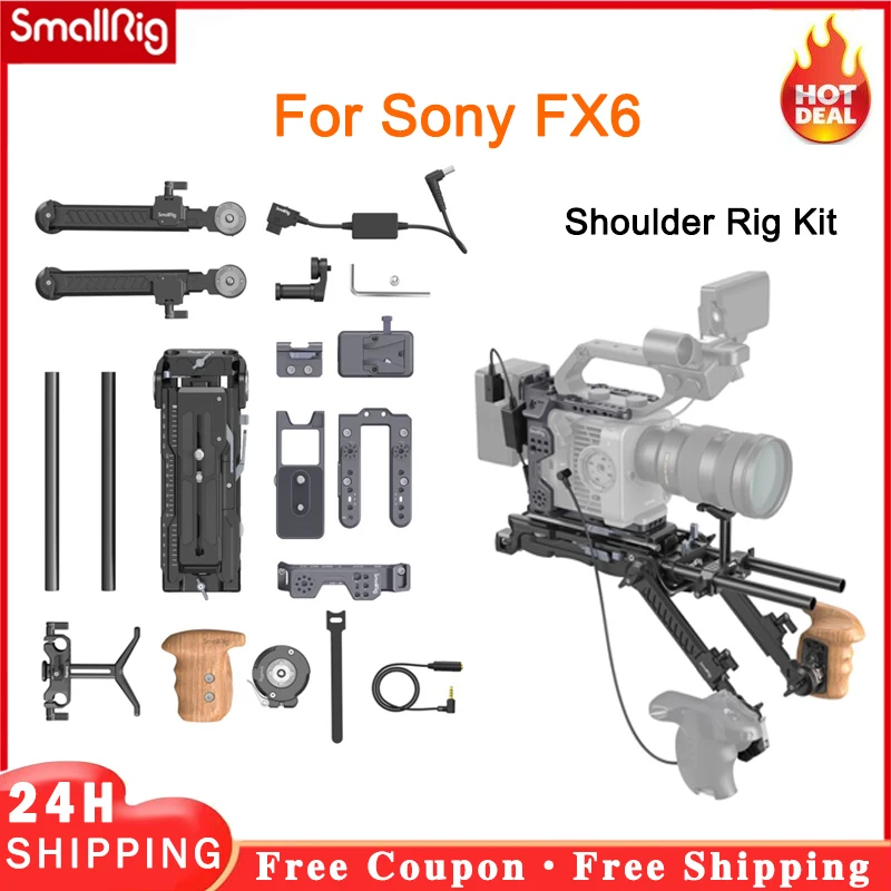 Smallrig Shoulder Rig Kit for Sony Fx6 4125 Adjustable Extension Arm Built-In Vct-14 Quick-Release Baseplate Cage Kit 4124