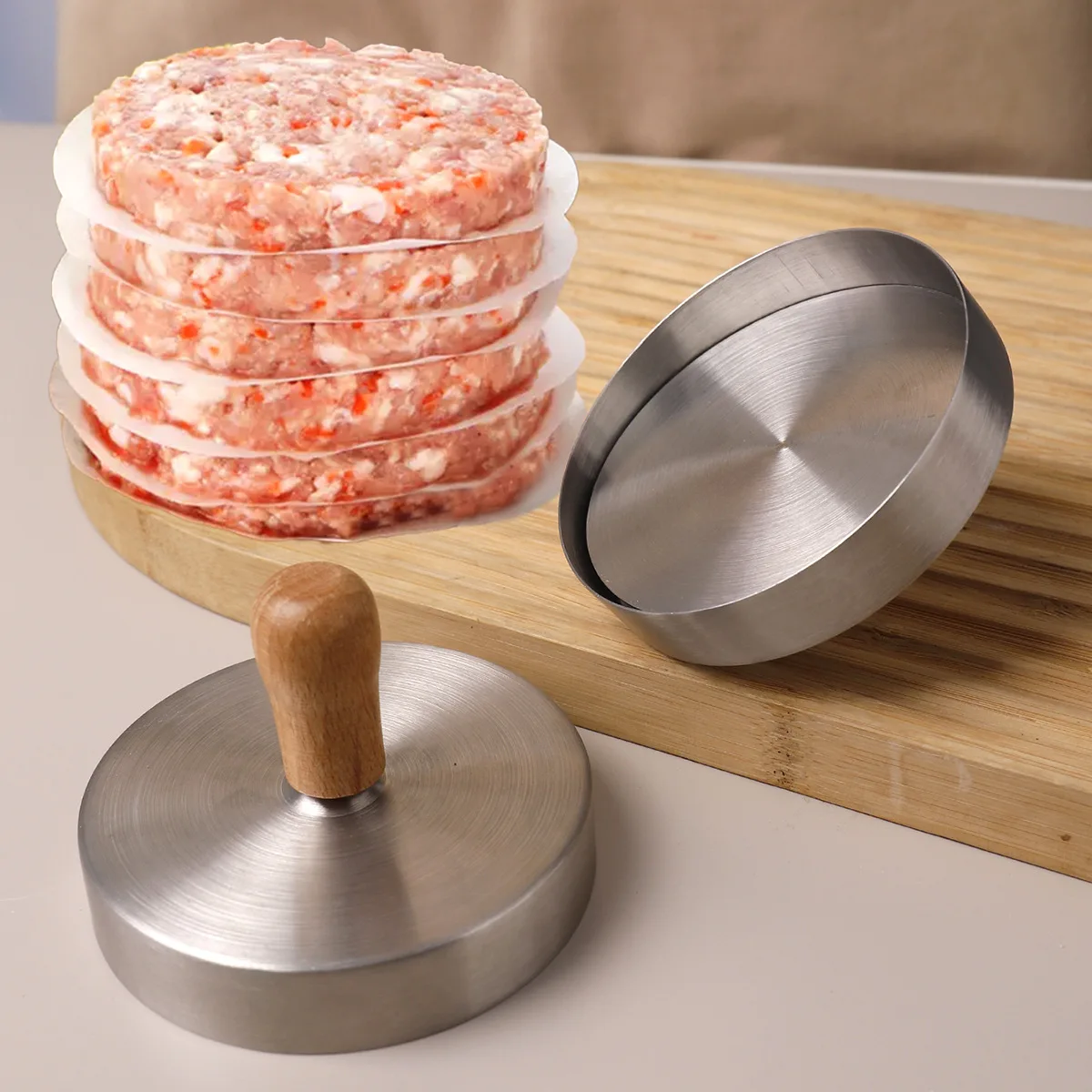 Stainless steel burger beef patty mold pressed pancake kitchen rice ball burger