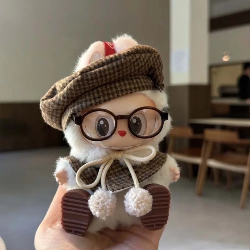 スカルパンダ服 15-17 センチメートル用ラブブクラシックグリッドスタイルドレスマントセットかわいい人形アクセサリー人形ドレスアッププレイアクセサリー