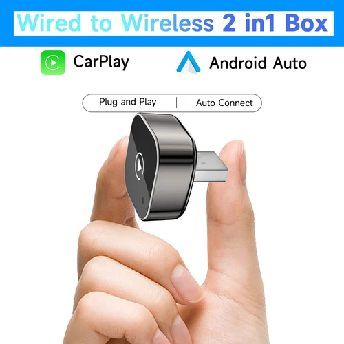 Imagen 1 del producto Nuevo Dongle inalámbrico CarPlay 2 en 1, adaptador inalámbrico para Android Auto, caja inteligente AI, sistema inteligente para coche, caja con cable