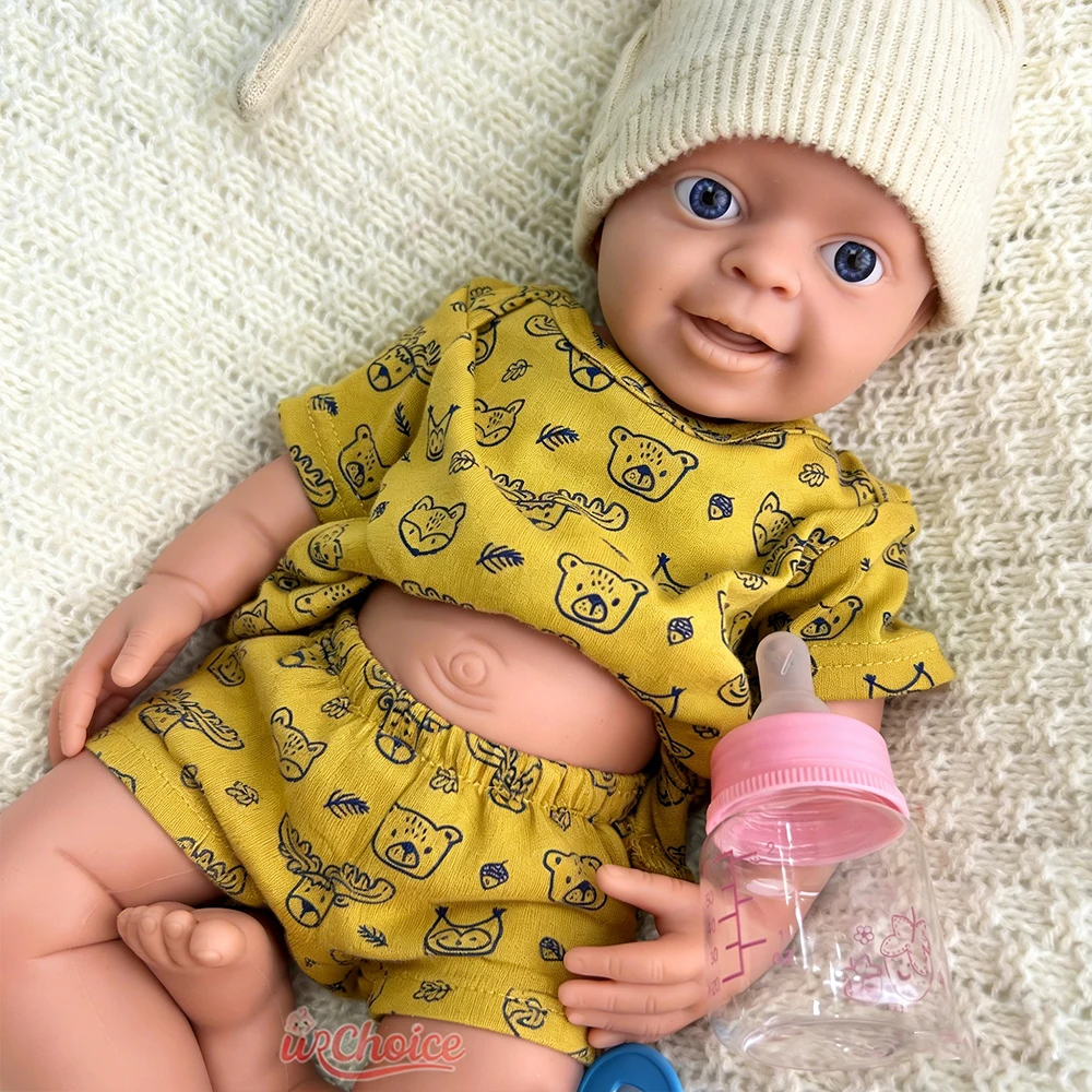 

Soft Touch 45cm Boy Open Blue Eyes Lifelike Silicone Reborn Baby with Detail Features Unique Gift for Mother or Grandmother