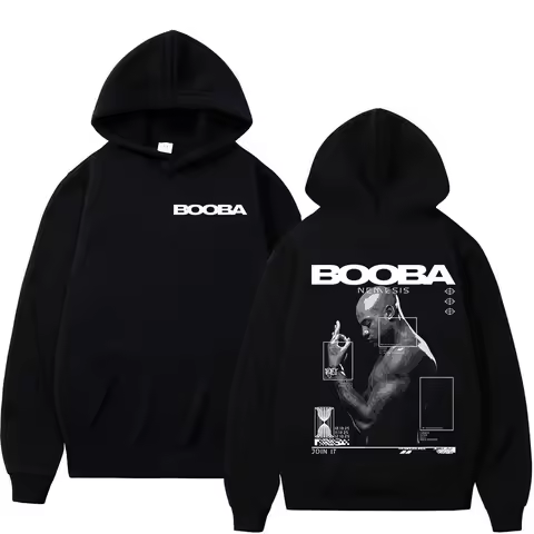 France Rapper Booba Nero Nemesis Hoodies Men's Clothing Retro Fashion Hip Hop Long Sleeves Hooded Sweatshirts Oversized Pullover