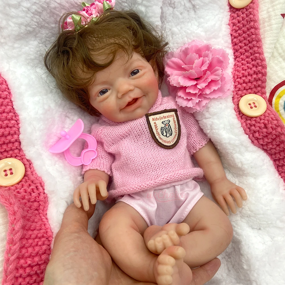 

Realistic 12" Mini Silicone Reborn Baby Girl/Boy Blue Eyes Reborn Doll Painted Skin Veins Newborn Weighted Lifelike Mini Doll