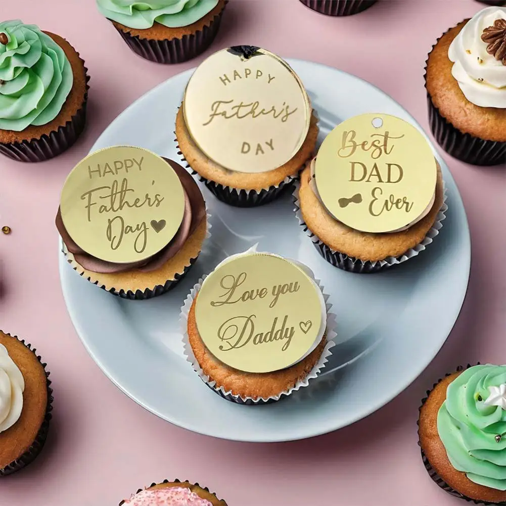 10/5pcs Acrylic Best Father Ever Happy Father`s Day Cake Toppers for Father`s Day Baking Cake Decor Happy Birthday Decoration