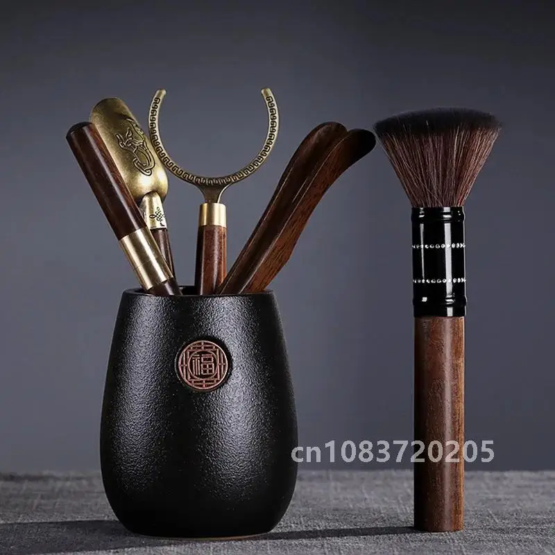 

Ceremony Six Gentlemen Set Kung Fu Set Accessories Ebony Encyclopedia Making Tools Tea Clip Spoon Tea Art Accessorie