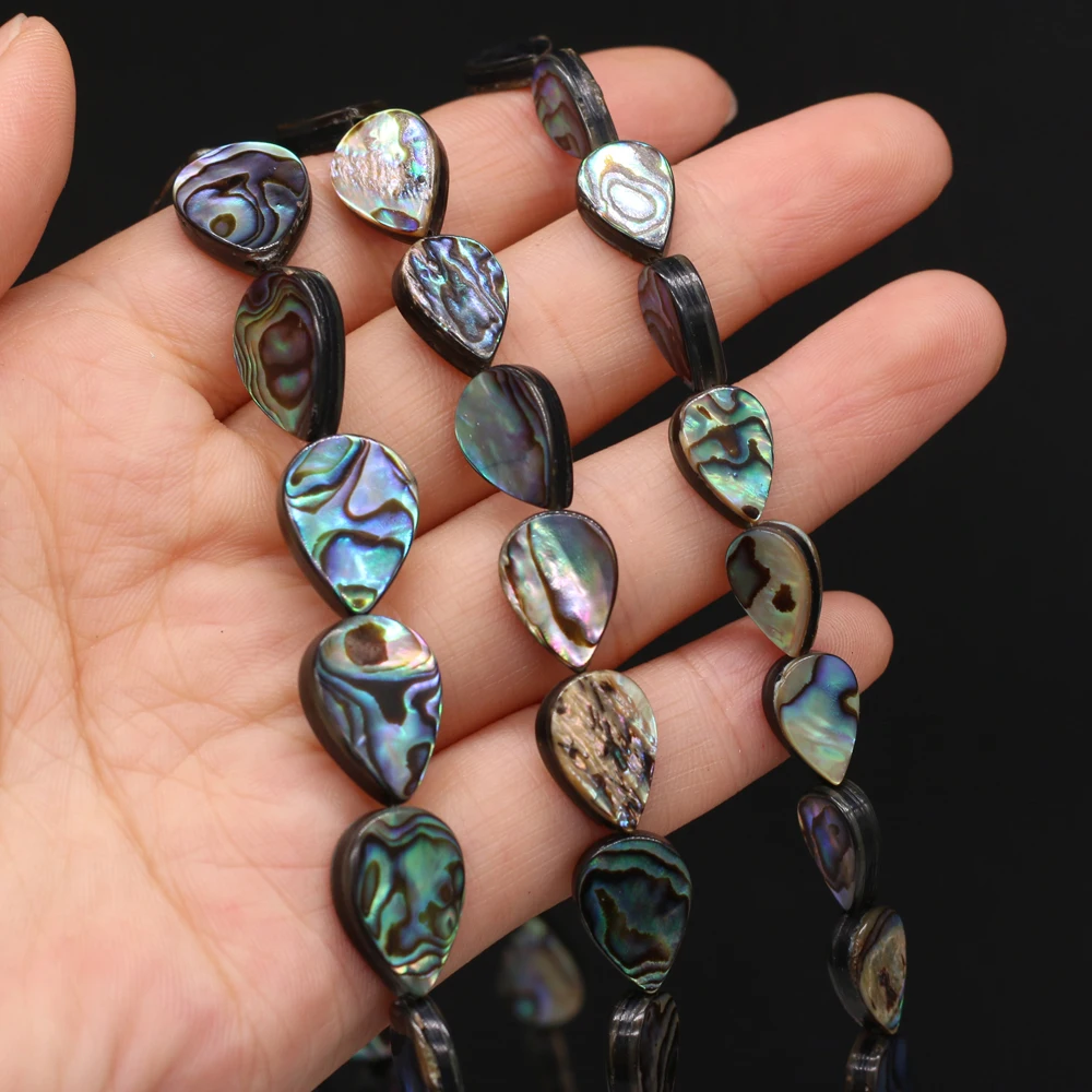 10 Stück natürliche Perlen aus Abalone-Muschel, Tropfenform, zur Verwendung als Trennperlen für die Schmuckherstellung, zum Basteln von Halsketten, Armbändern und Ohrringen. – Detail 2