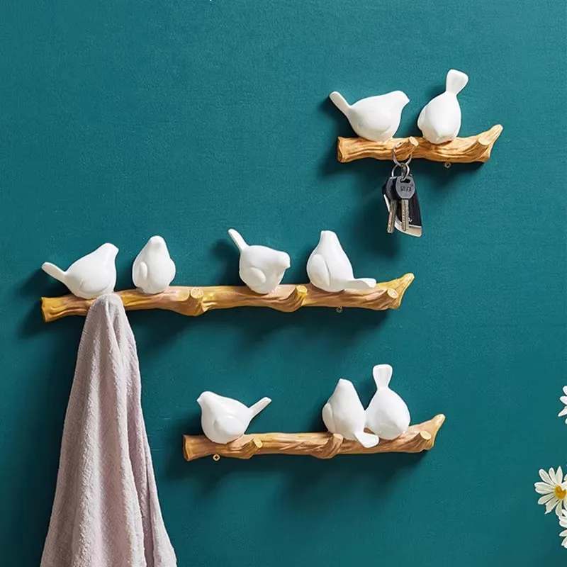 Nordic Coat Racks Creative Bird Hook Clothes Hook Key Rack Entrance Decoration Occlusion Clothes Racks Wall Clothes Furniture