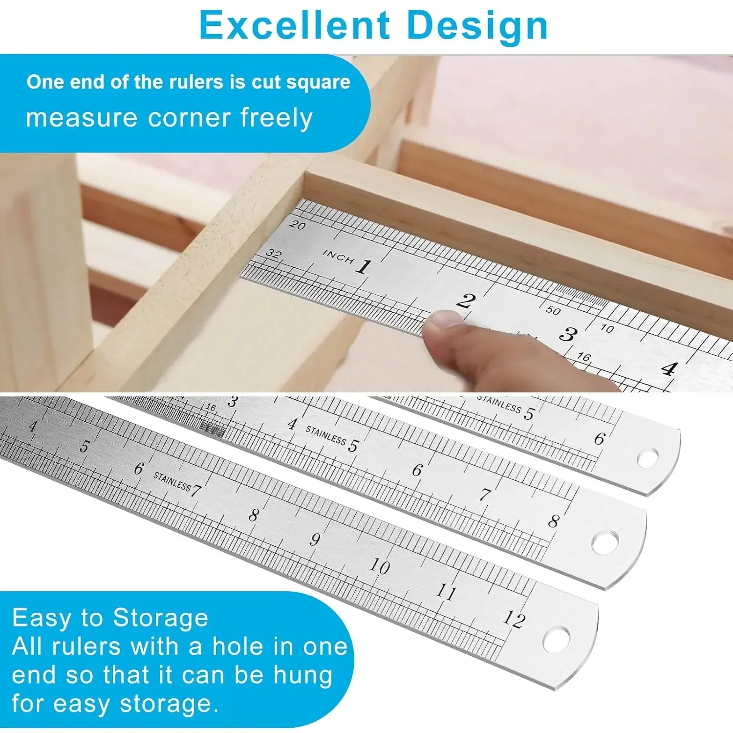 Steel ruler Stainless steel ruler 6 in-20 in ruler Steel ruler Steel ruler 40cm Iron ruler Rigid ruler