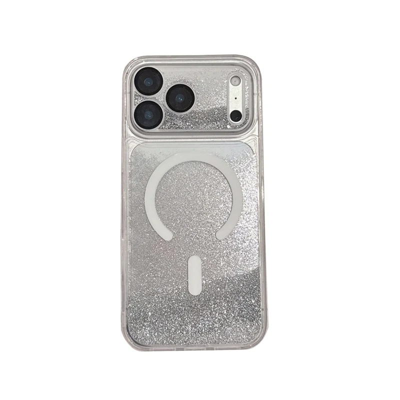 Magnetische Flüssigkeits-Quicksand-Linsenfolie Handyhülle für iPhone 17 18 Pro Max für MagSafe Trendige Sturzsichere Glitzer-Schutzhülle – Detail 13