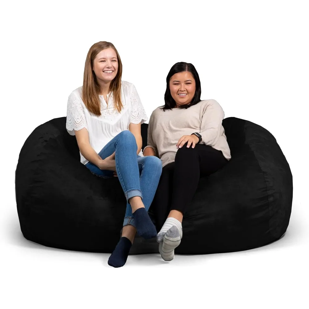 

Fuf XXL Foam-Filled Bean Bag Chair with Removable Cover, Black Plush, Soft Polyester, 6 Feet Giant, Adult-Sized