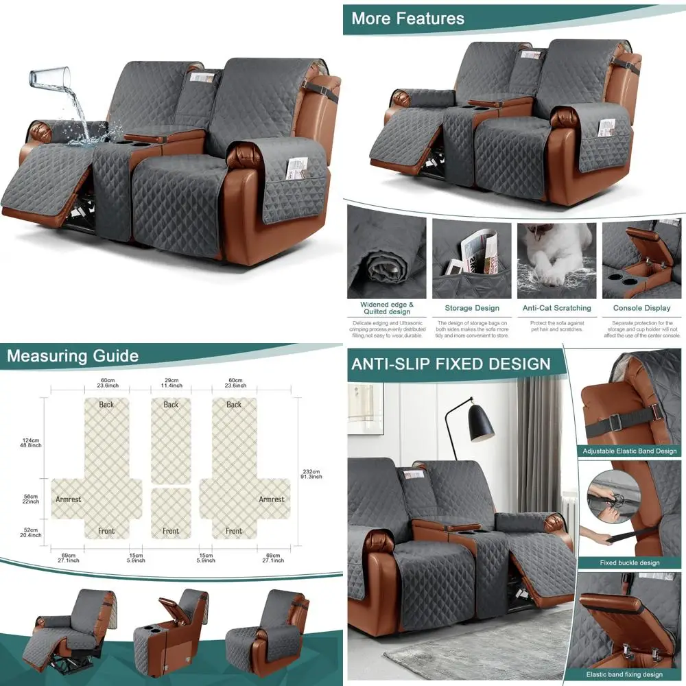 

Водонепроницаемый чехол для сиденья с откидной спинкой и консолью, приятный для домашних животных чехол для дивана для двойных кресел, разделенный чехол для дивана с нескользящим P