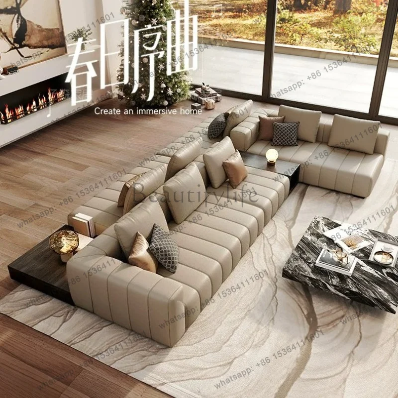 Luxury Lawrence Couchs Deluxe Double-sided Leather Sofa Module Living Room Sofas