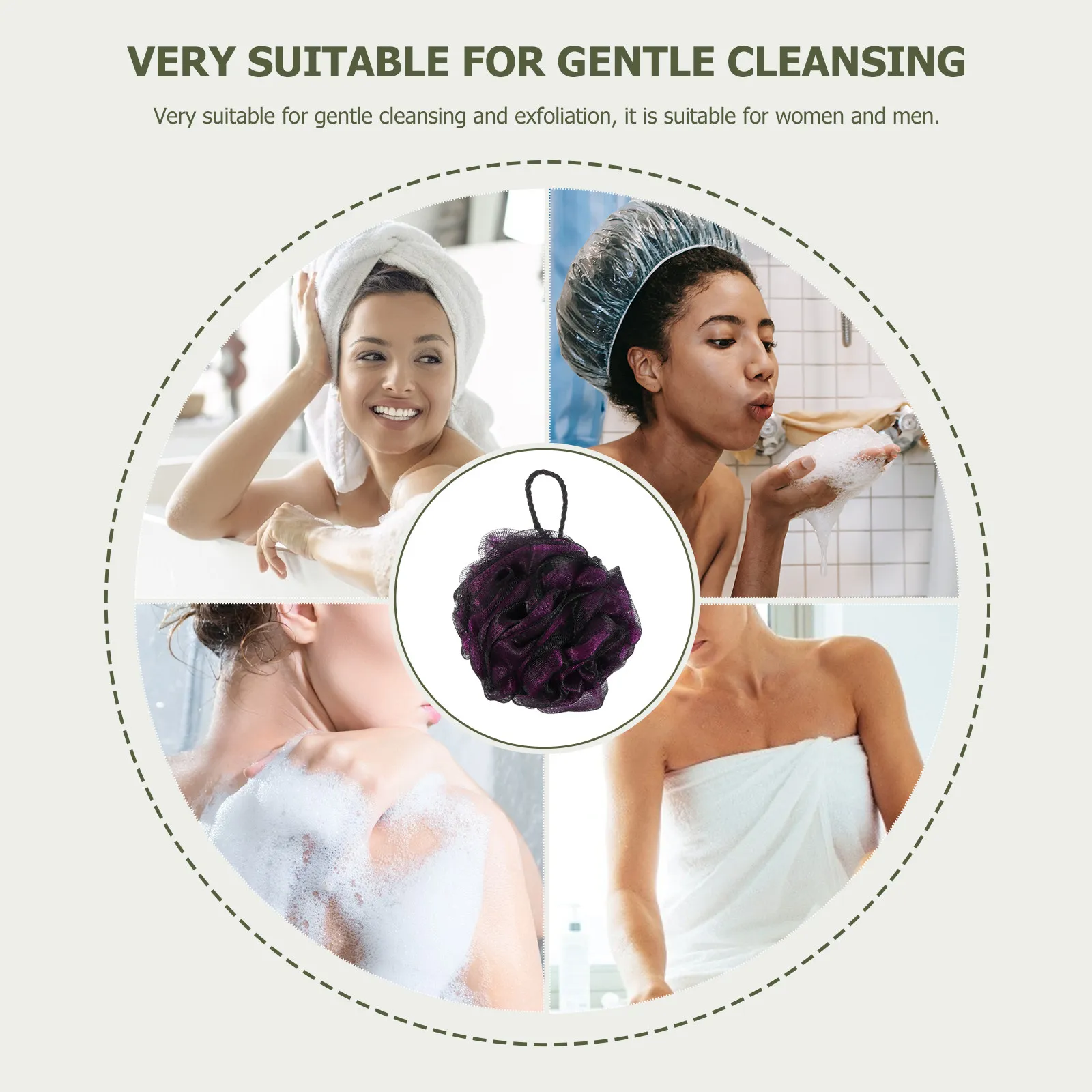 

4Pcs Bath Scrubber Foaming Shower Loofah Soft Exfoliating Body Cleaning Tool with Lanyard for Draining Bathroom Supplies