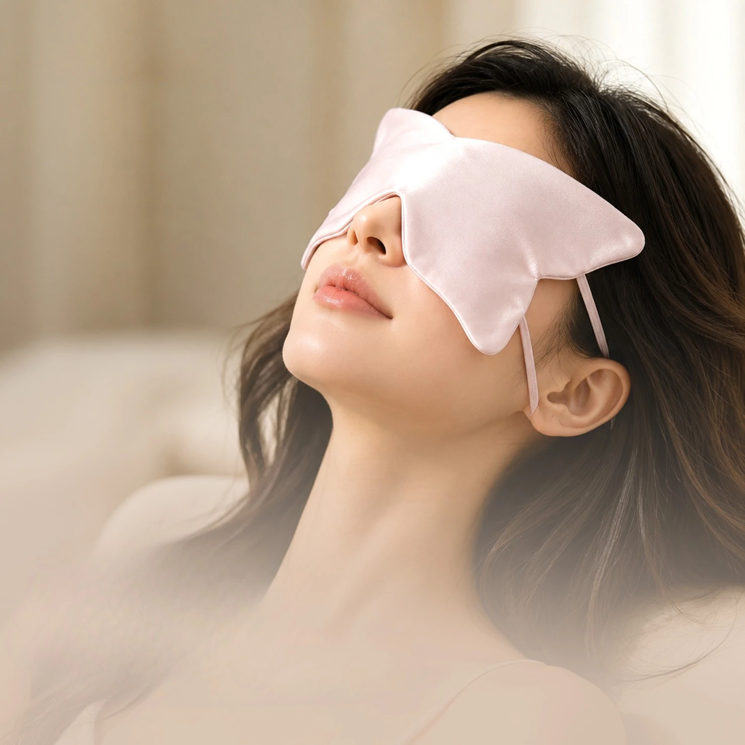 Butterfly-Shaped Lightweight Double‑Side Faux Silk Eye Mask Adjustable Ear Straps Eye Cover Gift for Couple Special Occasions
