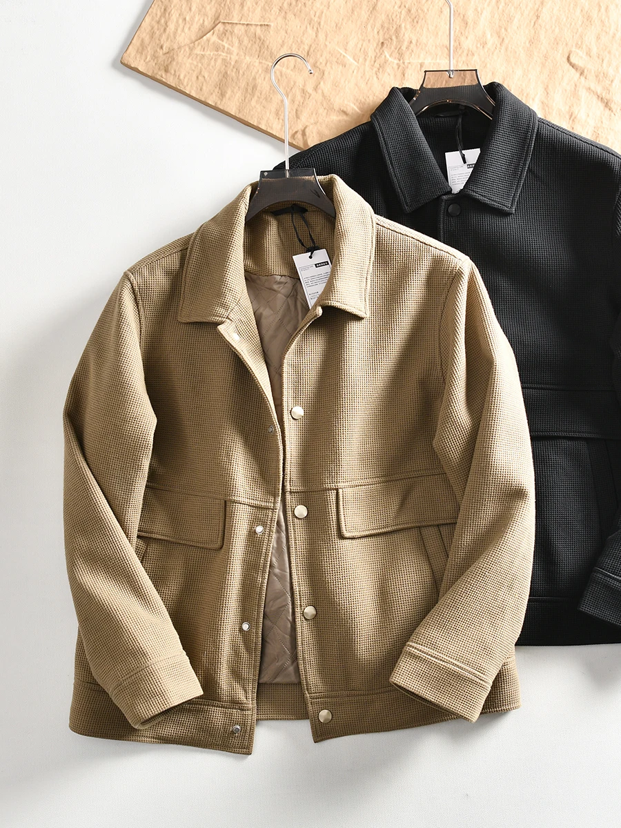 

High Grammage Cotton Jacket Men's Casual Fashionable Workwear Stand Collar Thermal Outerwear Thick Long Sleeve Standard Fit