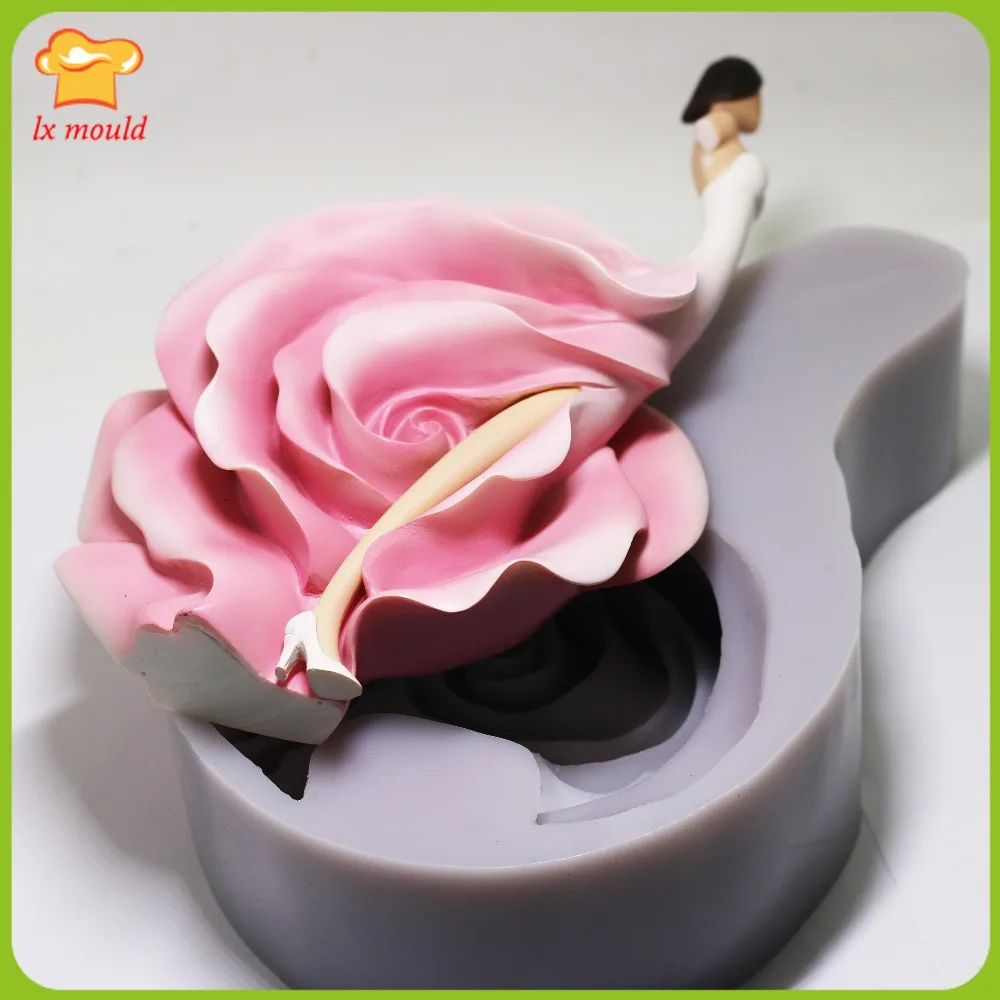 Creative Valentine\'s Day Married European Roses Dolls Silicone Mould New Beauty Soft Rose Silicone DIY Mold