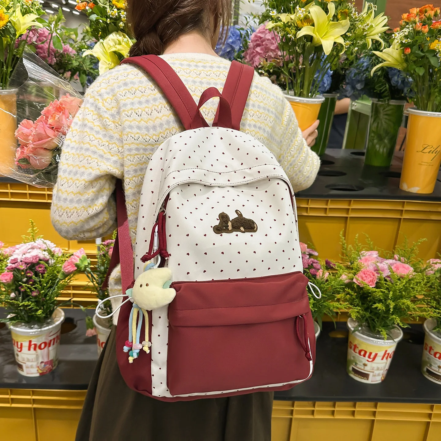 traveasy-brand-2026-new-cute-print-with-lovely-puppy-embroidery-school-bag-middle-high-school-students-nylon-commute-backpack