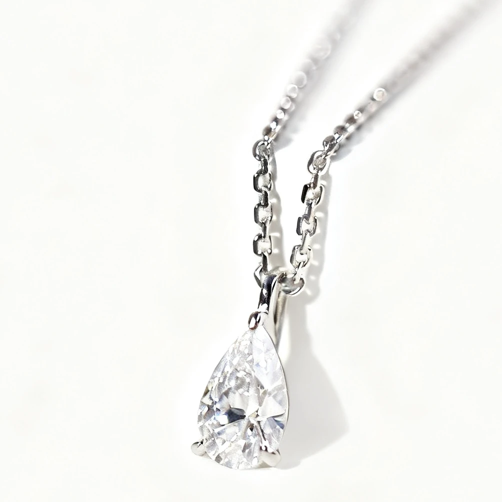 

Thick Rhodium Plated 925 Sterling Silver with Minimalist Teardrop Zirconia Pendant with Adjustable Chain Simple Elegance