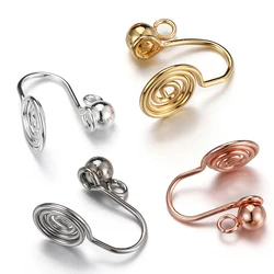 10pcs Stainless Steel Ear Clips Spiral Earrings Gold Silver Color Base for DIY Jewelry Making Components Mosquito Coil Earrings