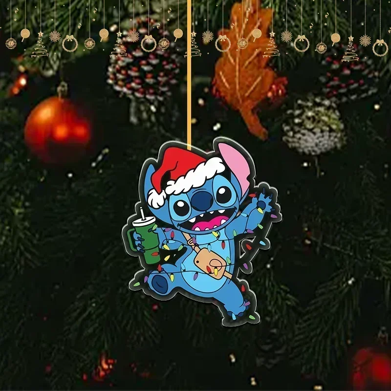 8cm Xmas Anime Peripheral Home Decor Christmas Decoration Lilo & Stitch Acrylic Stitch Angel Christmas Tree Series Holiday Gifts