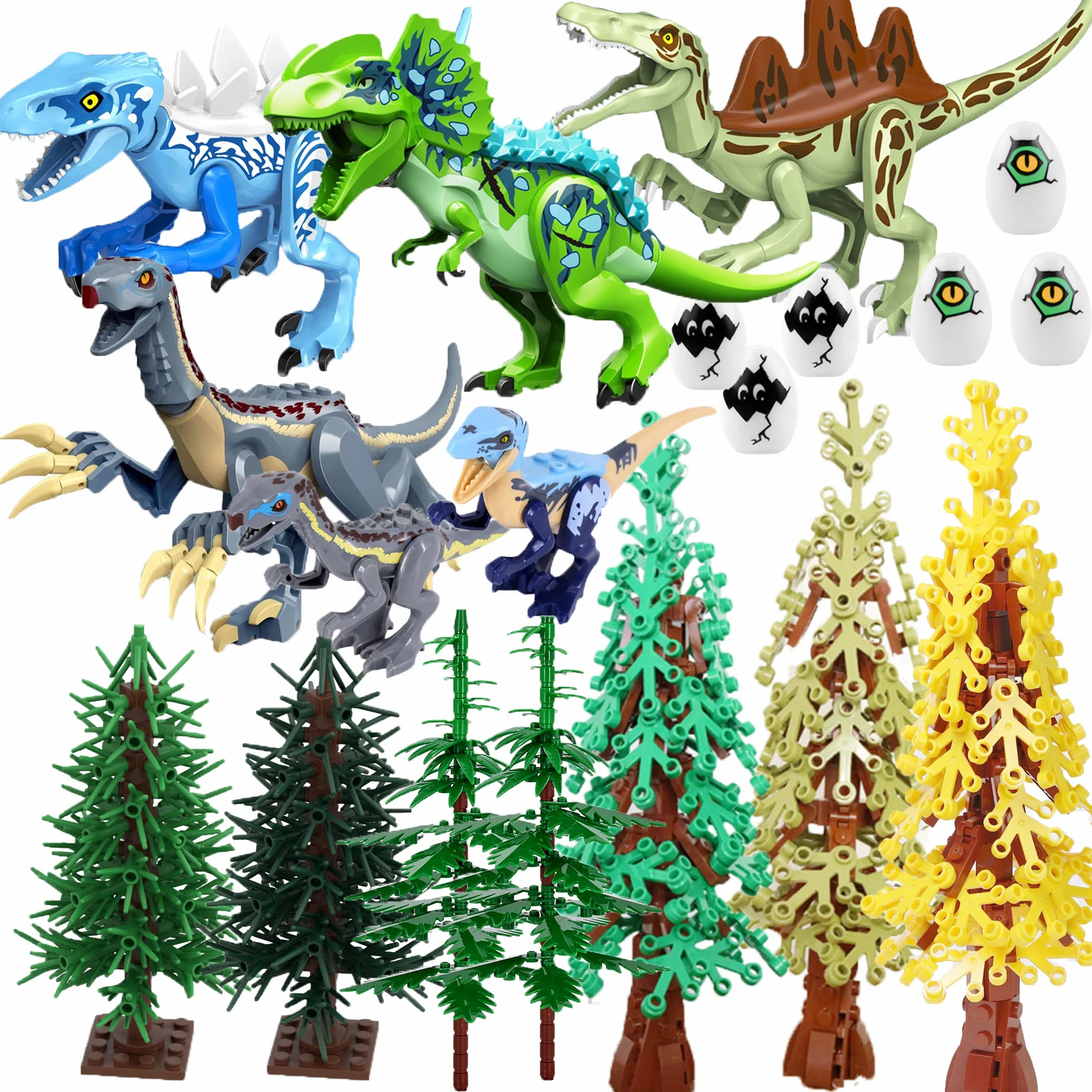 

MOC Юрского периода RaptorBaryonyx Triceratops Indominus Модель Строительные блоки Лес Метиназуя Сосна Аксессуары Кирпичи
