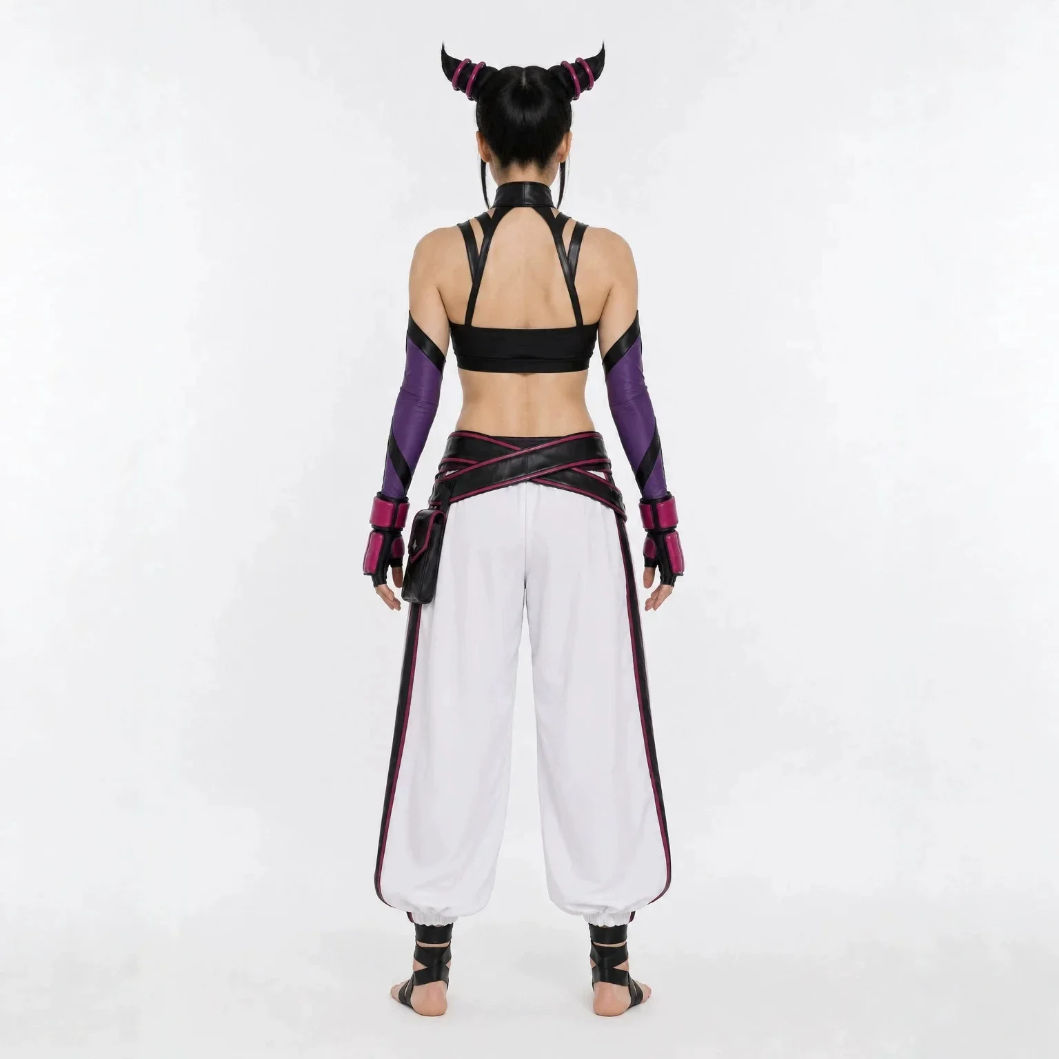 Game Accessories Christmas Halloween Street Fighter 6 Cosplay Costumes Han Juri Suit Clothe Purple Top Pants Trousers Gloves view 3