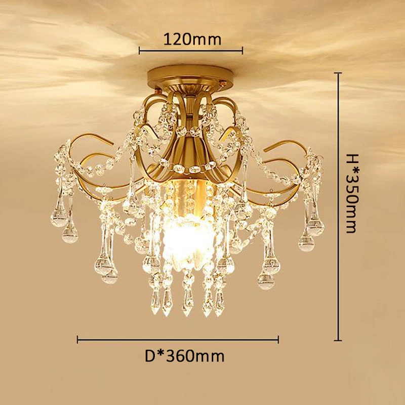 Imagem -05 - Estilo Europeu Retro Sala de Roupas Quarto Luz Decorativa Luxo Ouro Hotel Villa Corredor Lâmpada Cristal Transparente