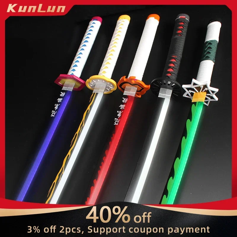 103cm Kimetsu No Yaiba Light Nichirin Tō Sword Wooden Abs Material Japanese Tomioka Giyuu Katana Kokushibo Samurai Swords Toys