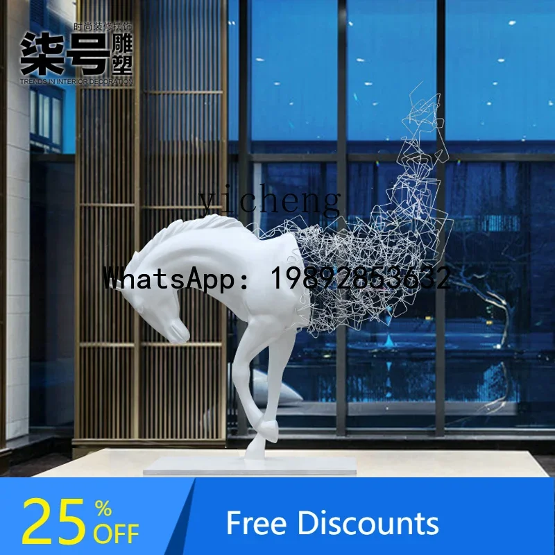 

B1 B1 Abstract Horse Head Sculpture Ornament Hotel Villa Outdoor Large Floor Lucky Decorative Art