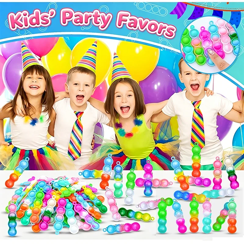 10/20/30/80/150 PCS Bulk Pack Pop Keychain Sensory Fidget Toys for Kids Stress Relief Bubble Toys Party Favors Classroom Student view 6