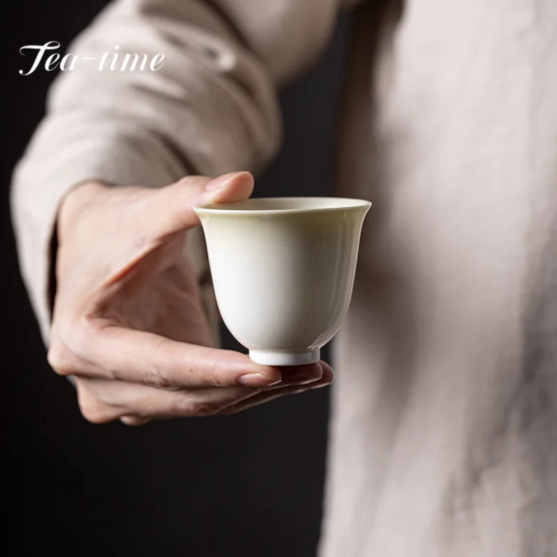 2pc/set Retro Bluish Grey Glazed Teacup Traditional Thin Body Small Jug Single Cups Personal Cup Fragrance Cup Cha Craft 60ml