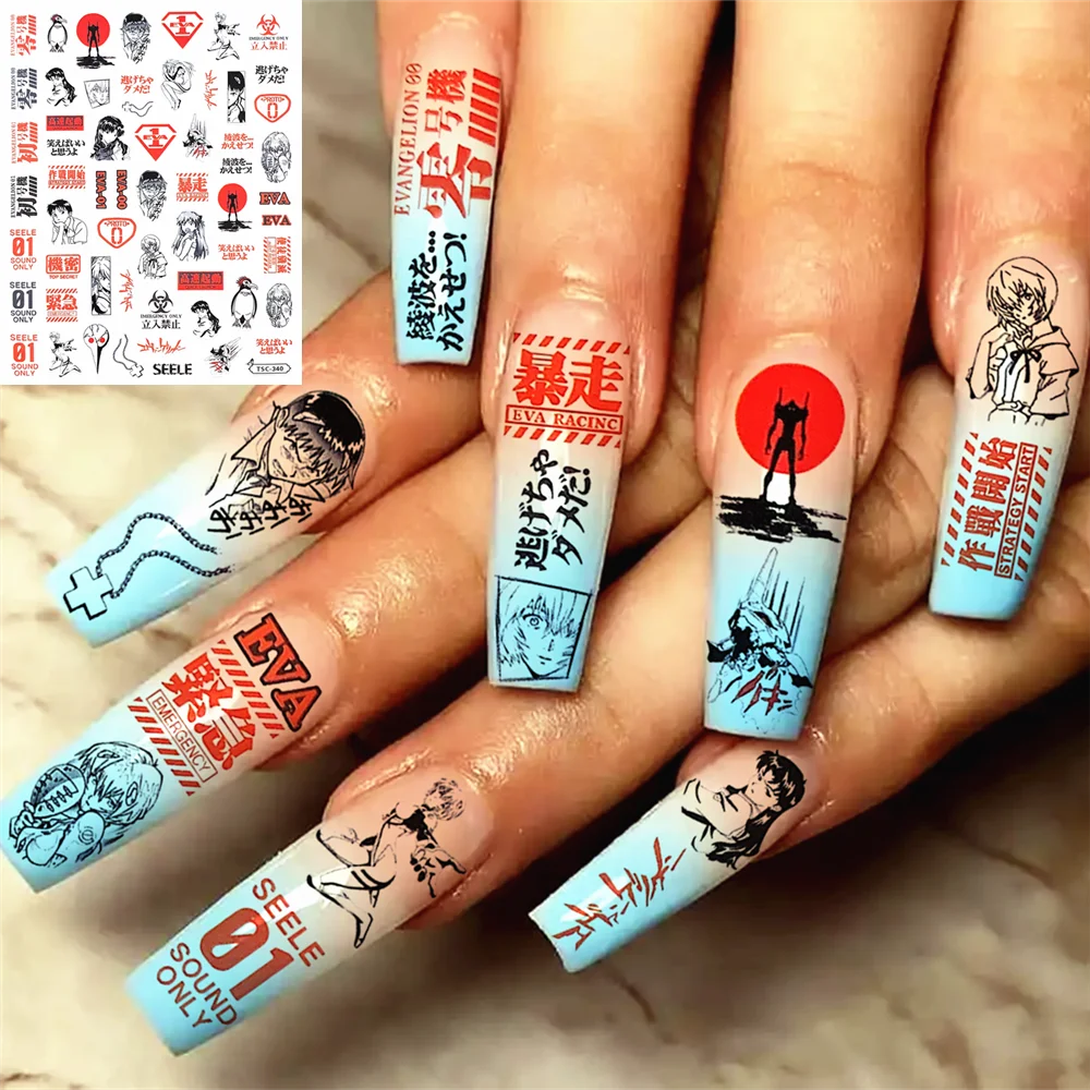 TSC-212 TSC-280 TSC-410 japon karikatür anime karakter 3D geri tutkal Nail Art etiketler çıkartmaları kaydırıcılar tırnak süsleme dekorasyon