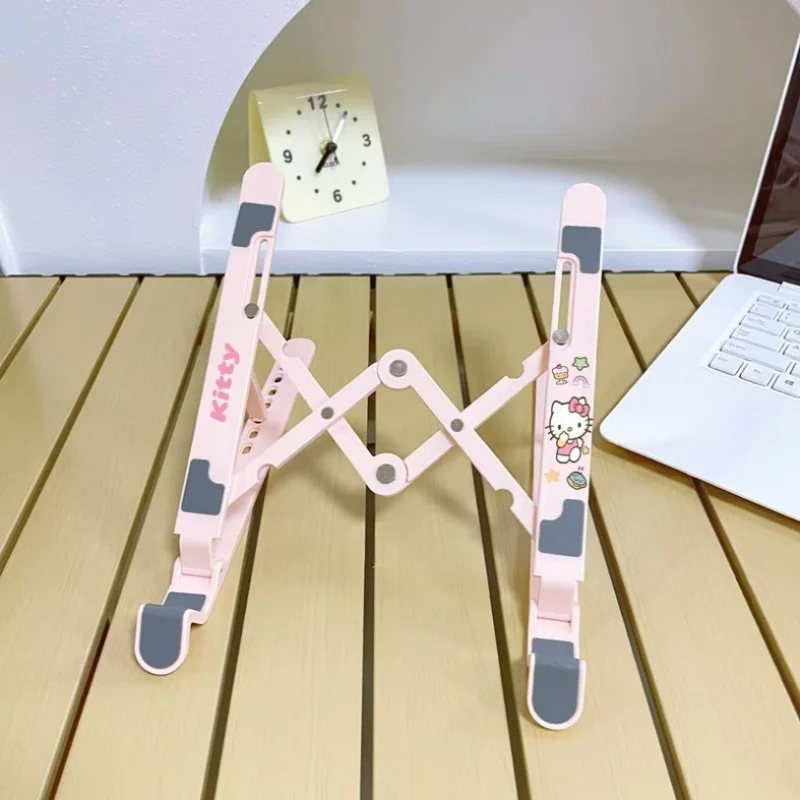 

Hello Kitty Folding Stand Anime Cartoon Laptop Desktop Cooling Monitor Portable Folding Lift Tablet Stand Kt Girl Gift Wholesale